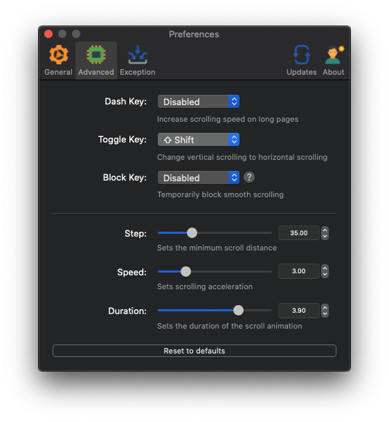 Mos preferences advanced Mos settings advanced
