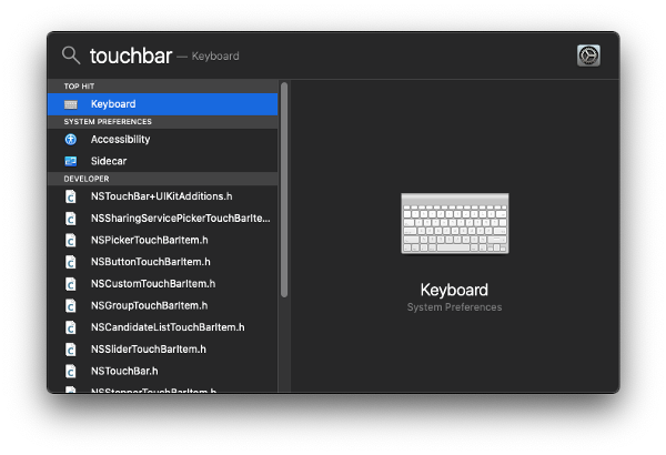 Navigating to touchbar settings customizing the touchbar settings